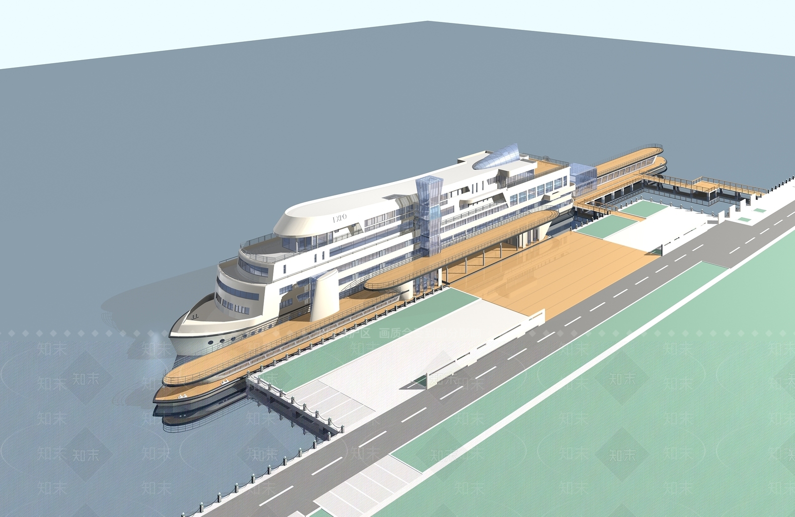 现代车站外观3D模型下载【ID:1175596509】