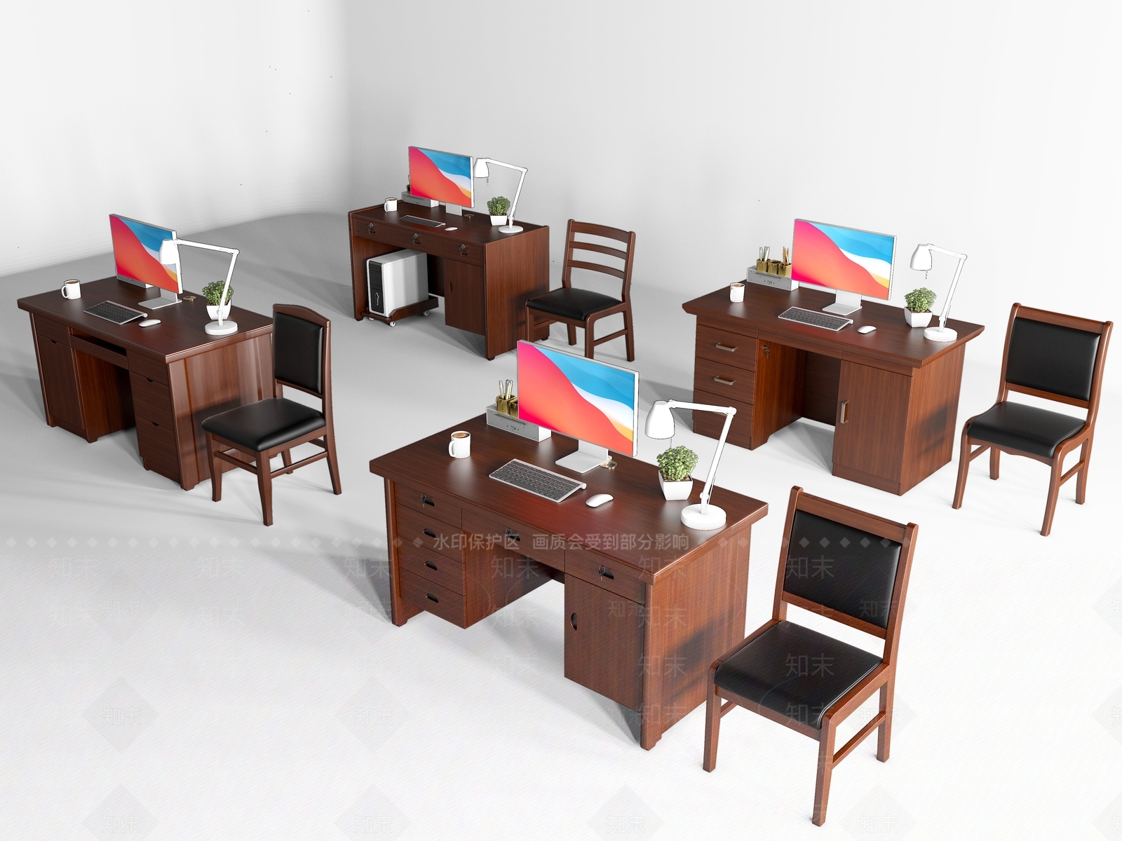 办公桌椅组合3D模型下载【ID:1175597031】