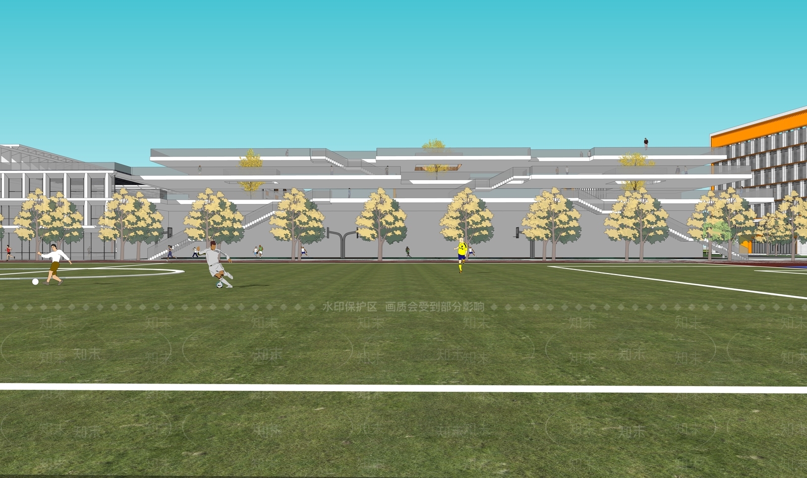 现代简约学校建筑SU模型下载【ID:1175597115】