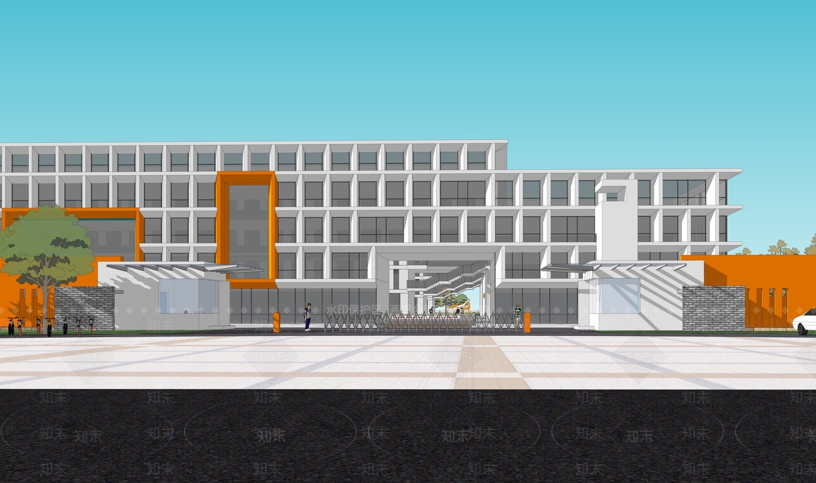 现代简约学校建筑SU模型下载【ID:1175597115】