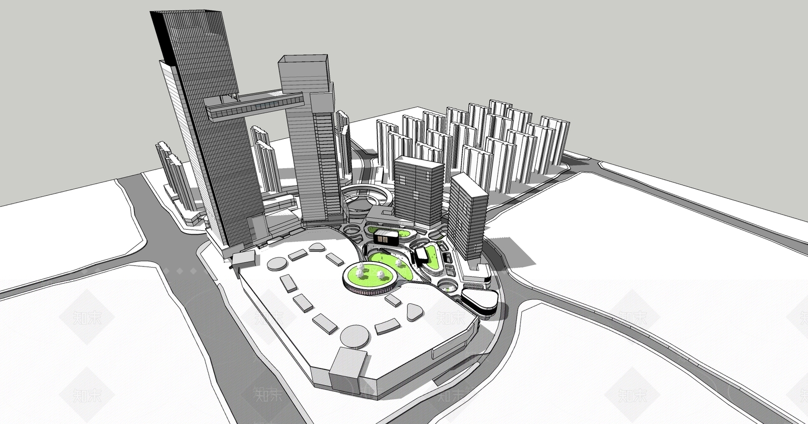 现代商场建筑SU模型下载【ID:1175599164】