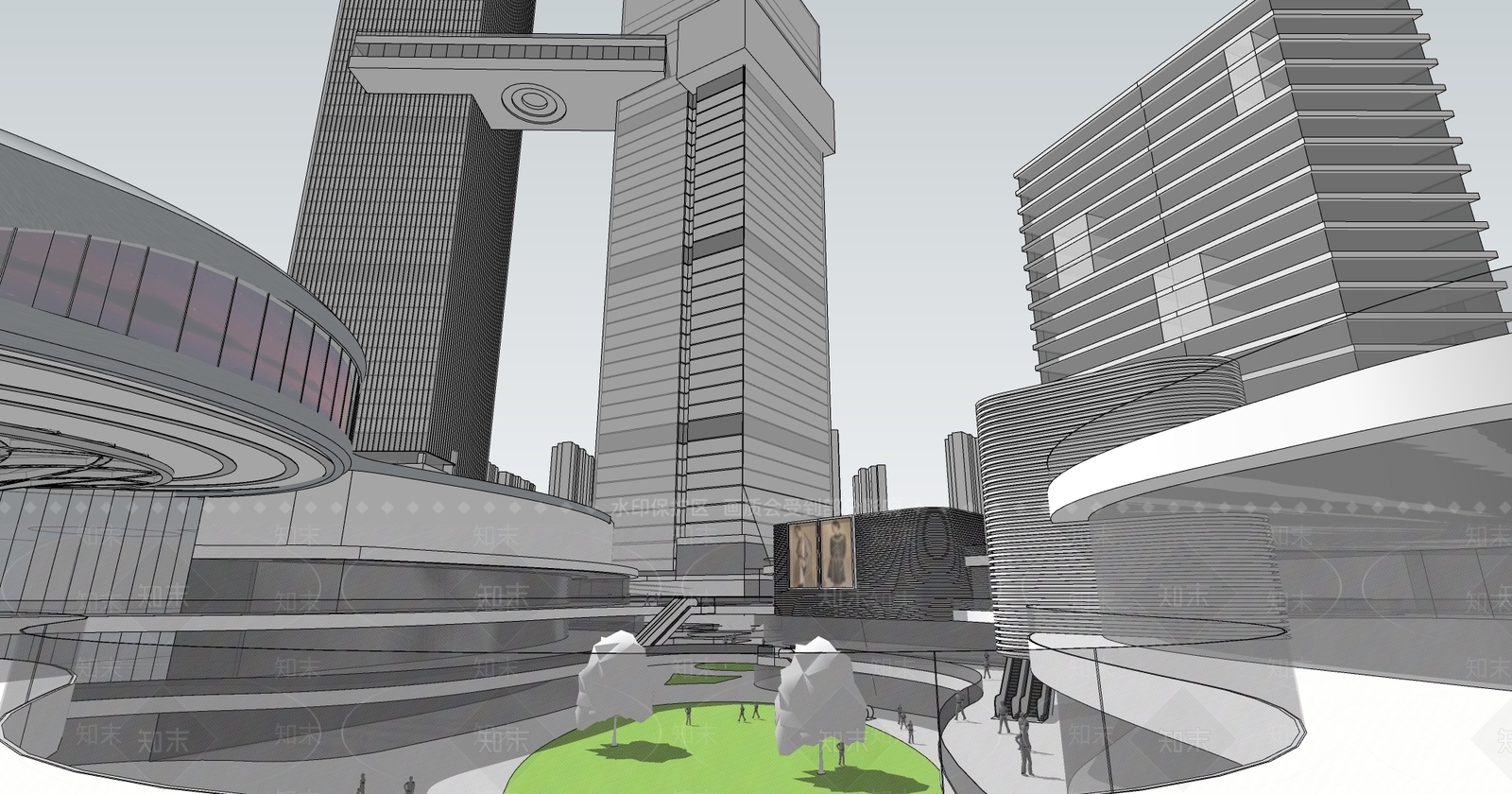 现代商场建筑SU模型下载【ID:1175599164】