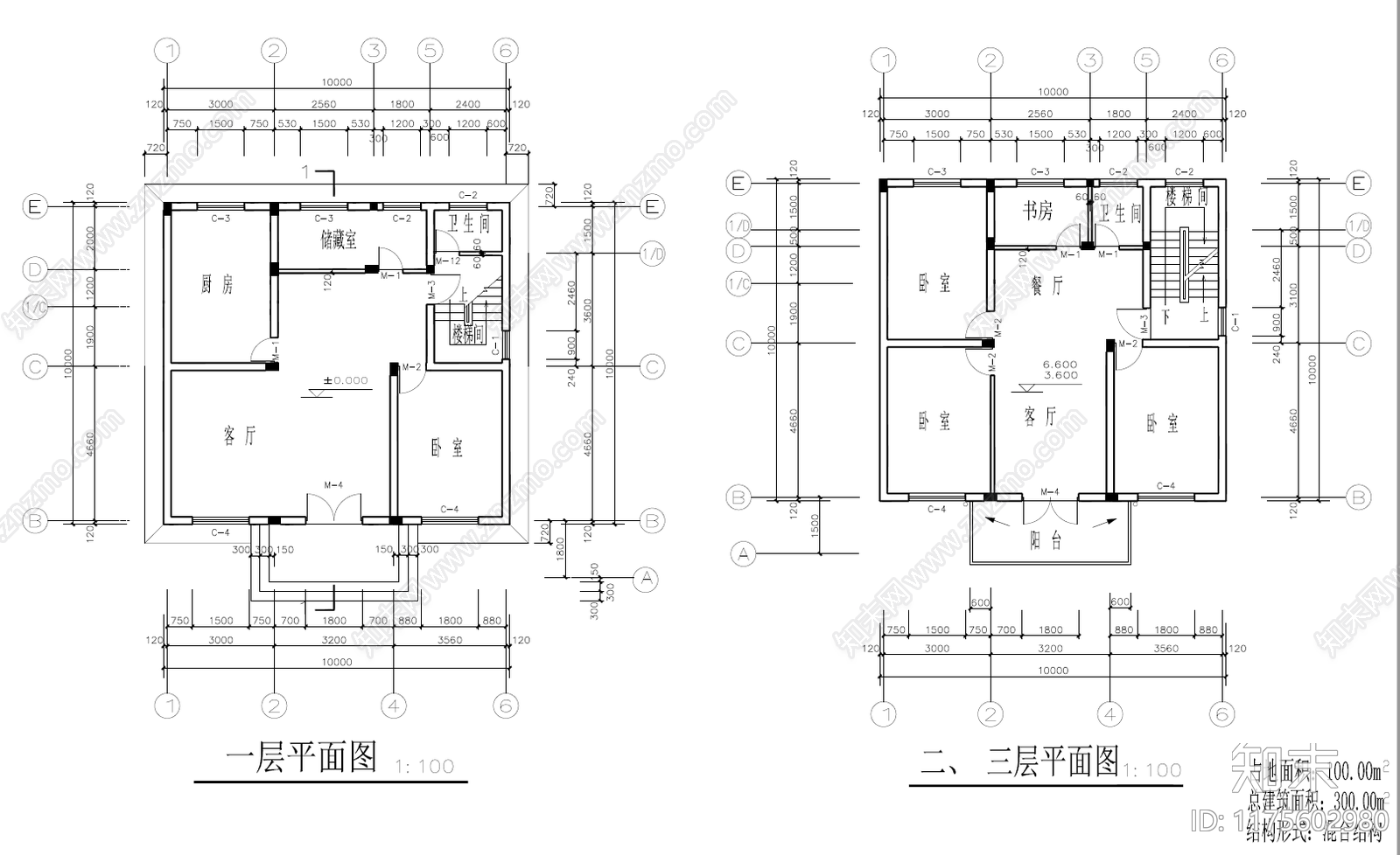 简欧别墅建筑cad施工图下载【ID:1175602980】