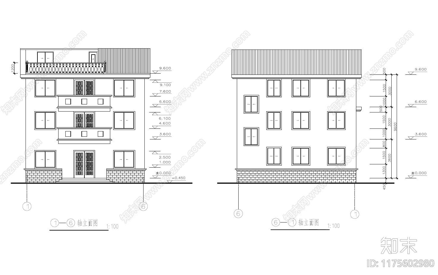 简欧别墅建筑cad施工图下载【ID:1175602980】