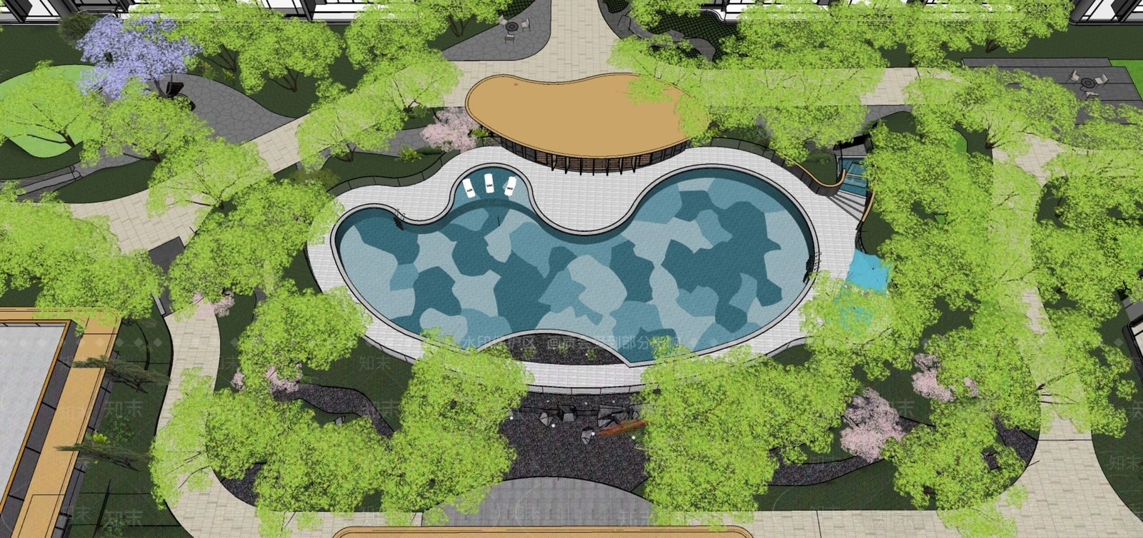 现代小区景观SU模型下载【ID:1175614343】