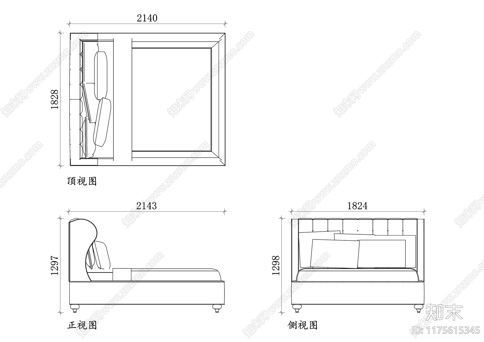 现代床cad施工图下载【ID:1175615345】