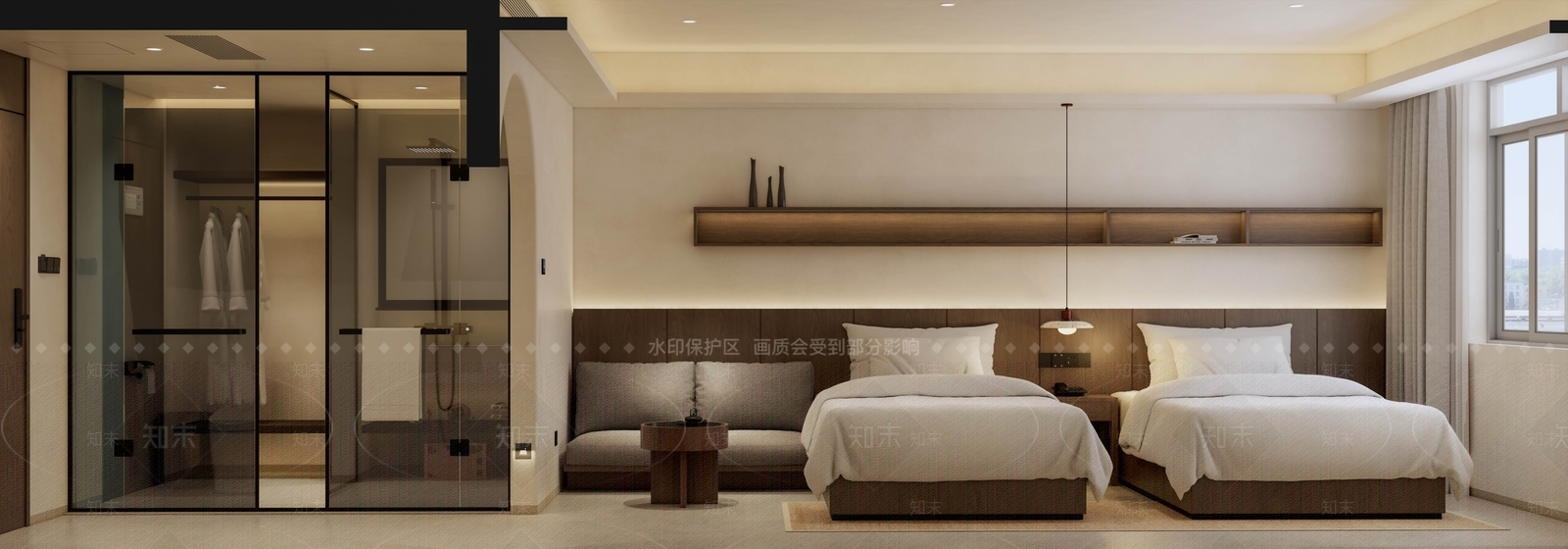 侘寂酒店客房SU模型下载【ID:1175622539】