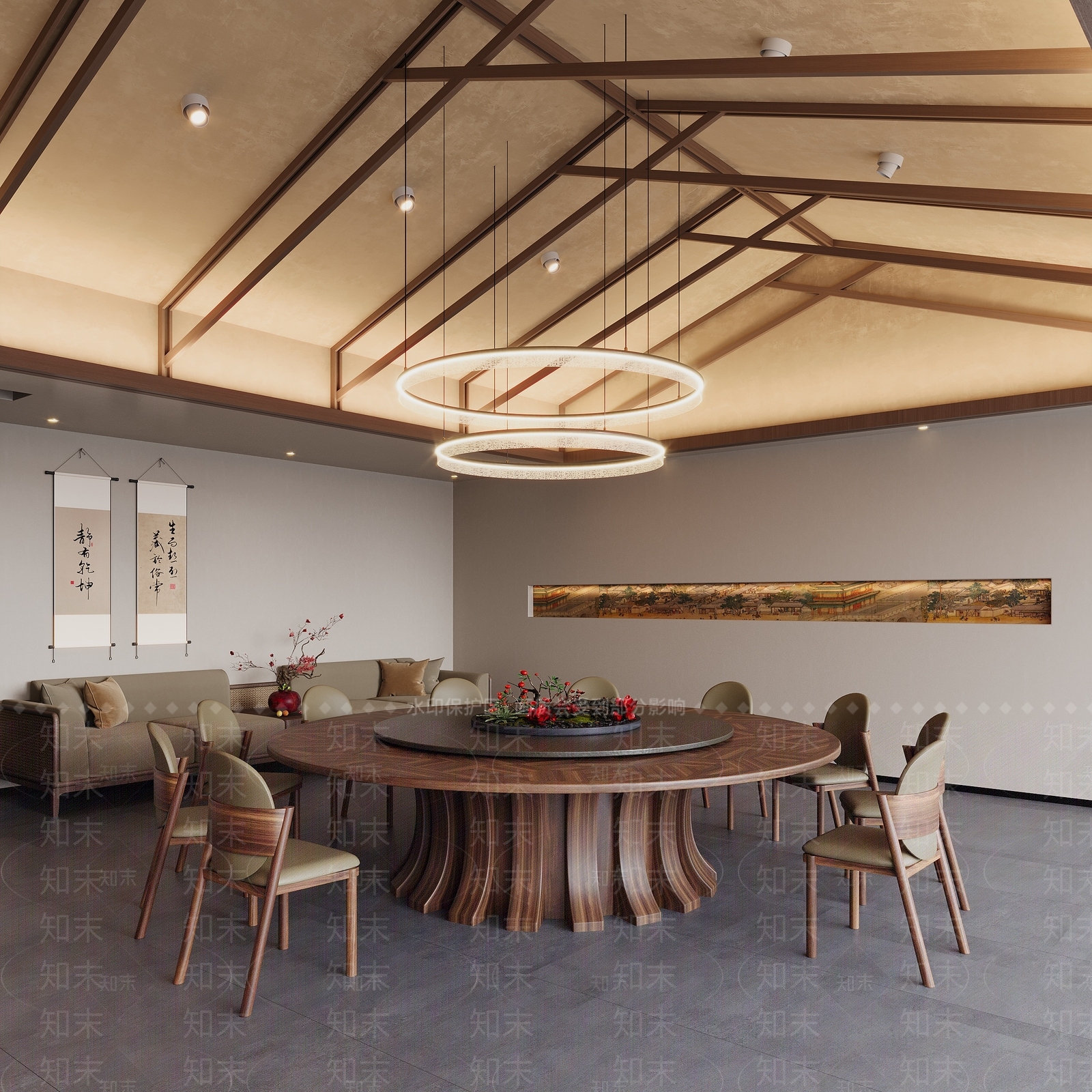 中式新中式包厢3D模型下载【ID:1175623930】