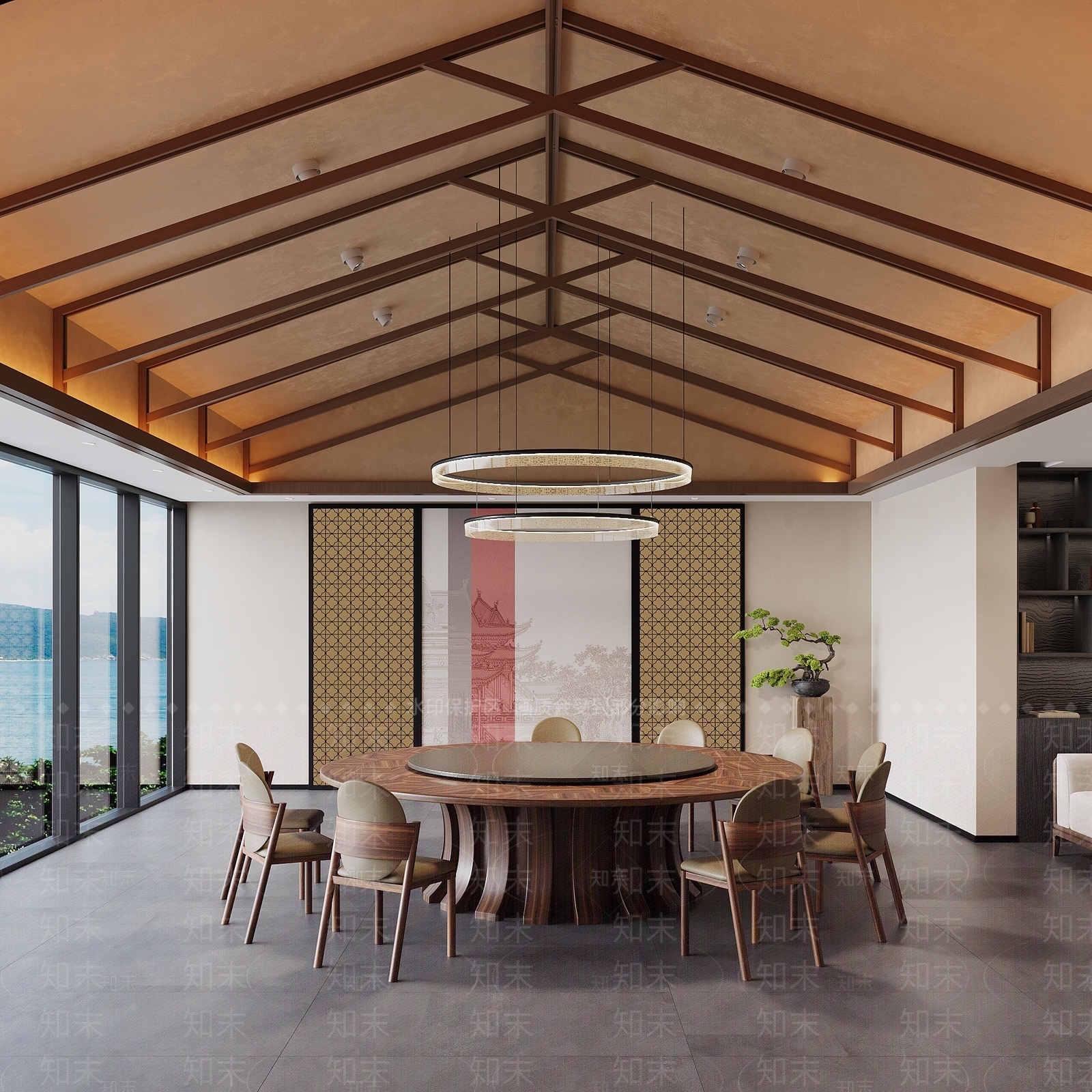 中式新中式包厢3D模型下载【ID:1175623930】
