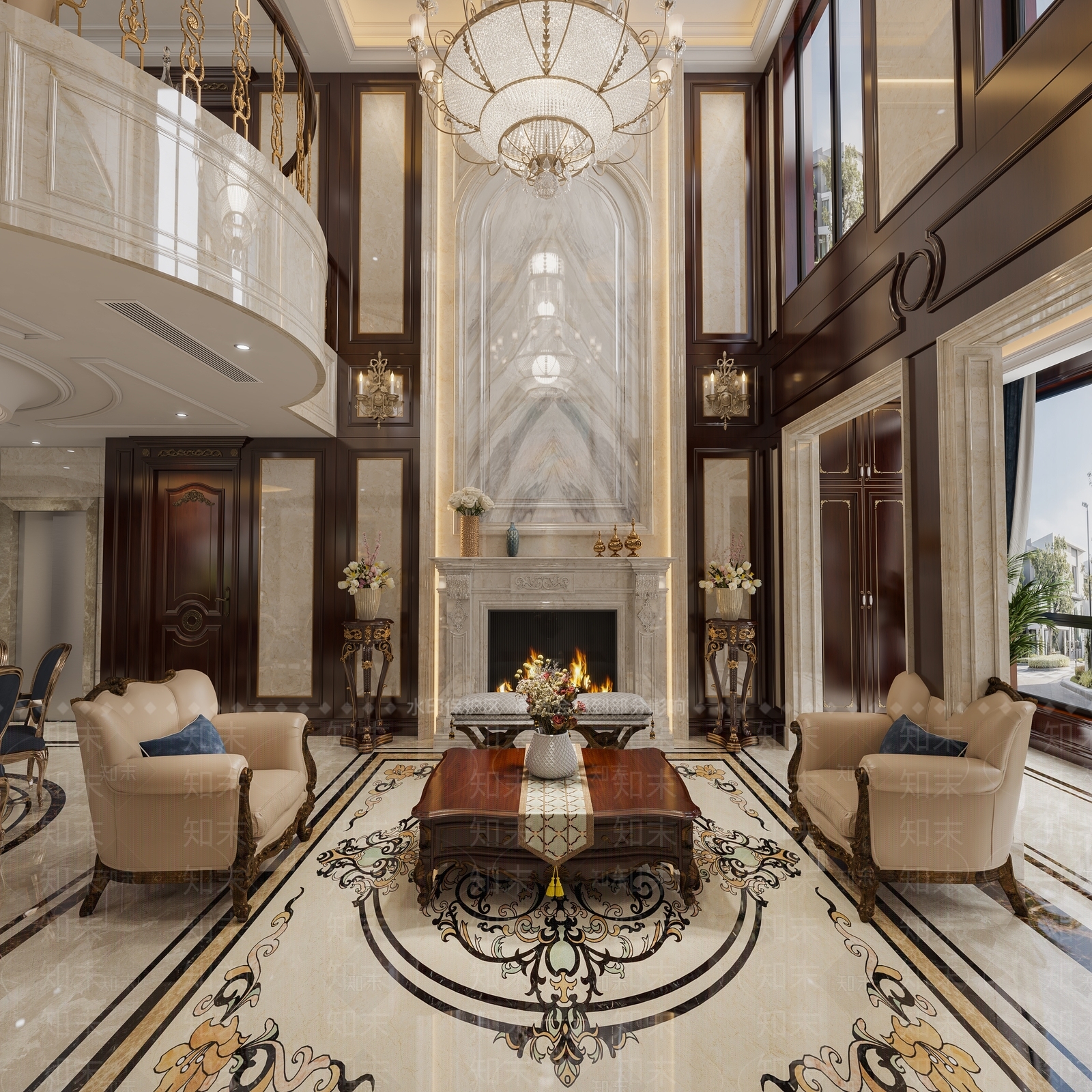 欧式别墅客厅3D模型下载【ID:1175625153】