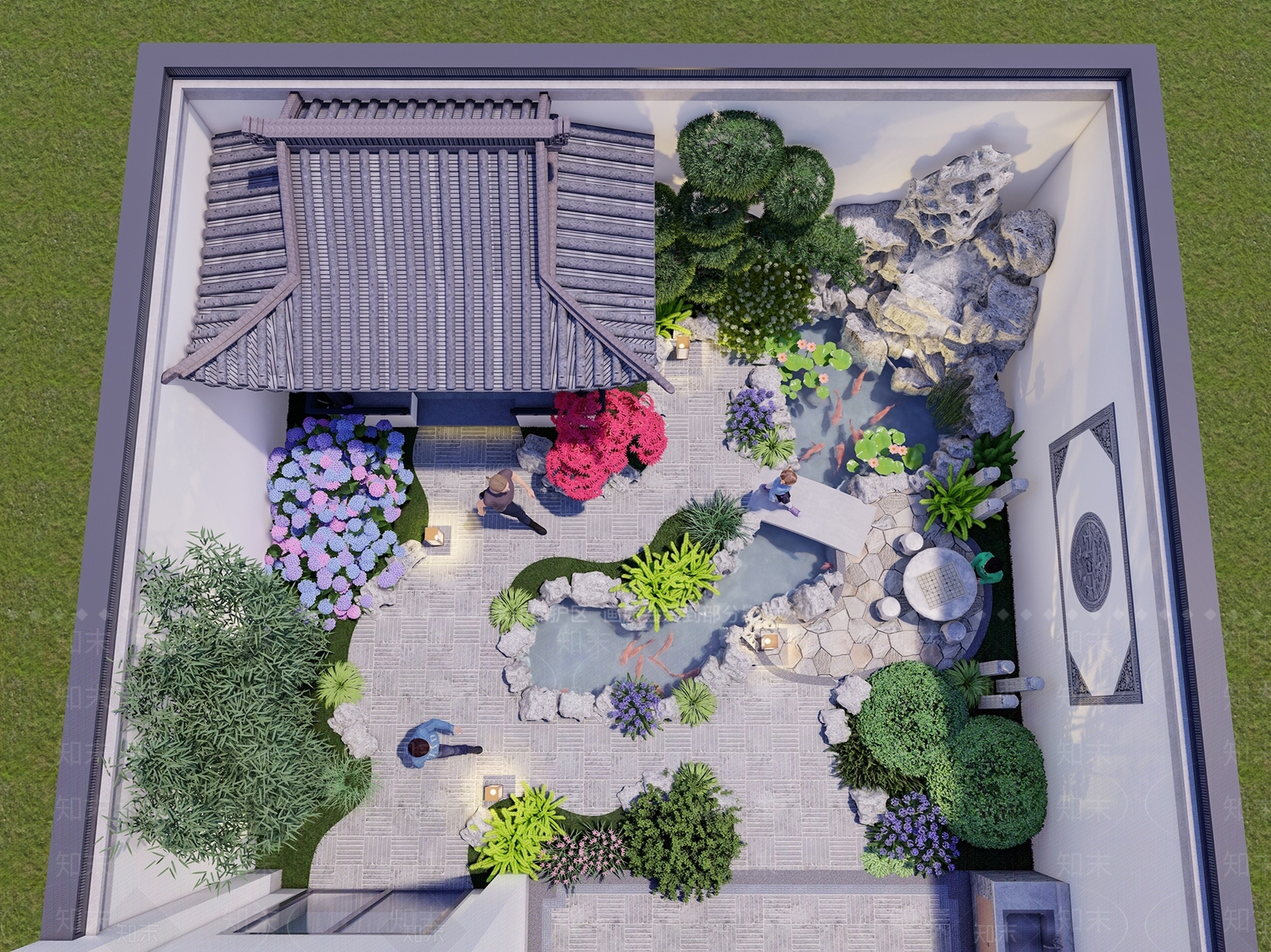 中式别墅庭院SU模型下载【ID:1175628533】