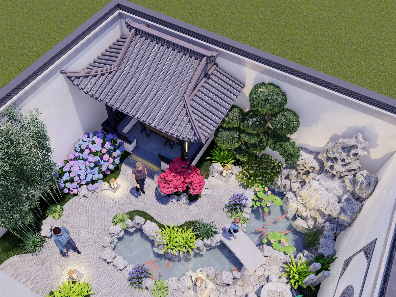 中式别墅庭院SU模型下载【ID:1175628533】
