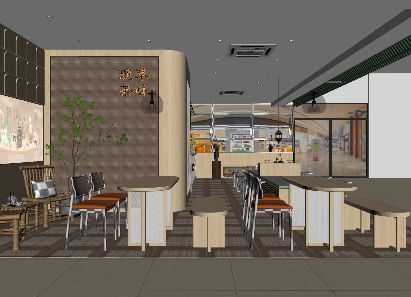 新中式奶茶店3D模型下载【ID:1214715570】