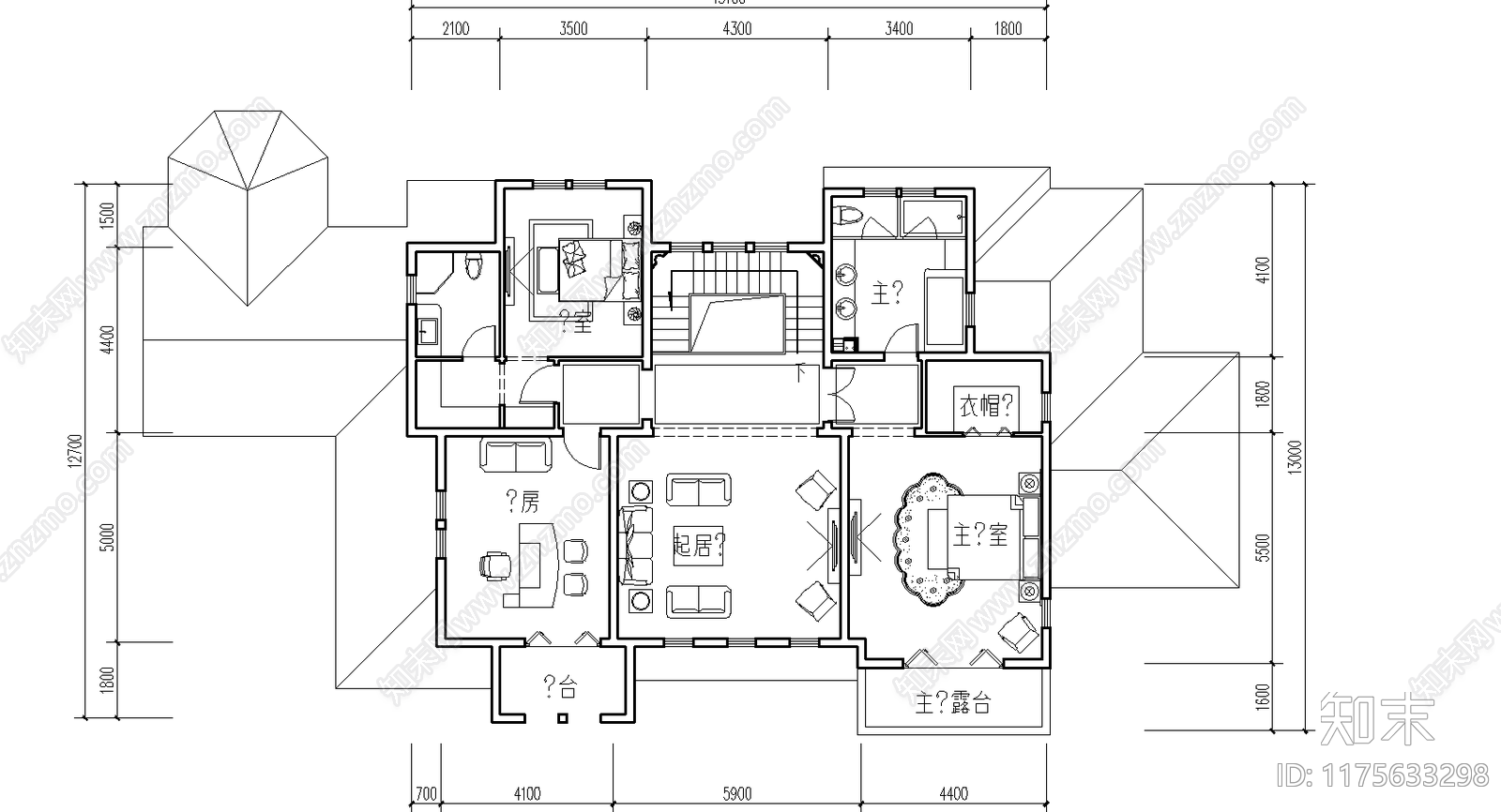 法式别墅建筑cad施工图下载【ID:1175633298】