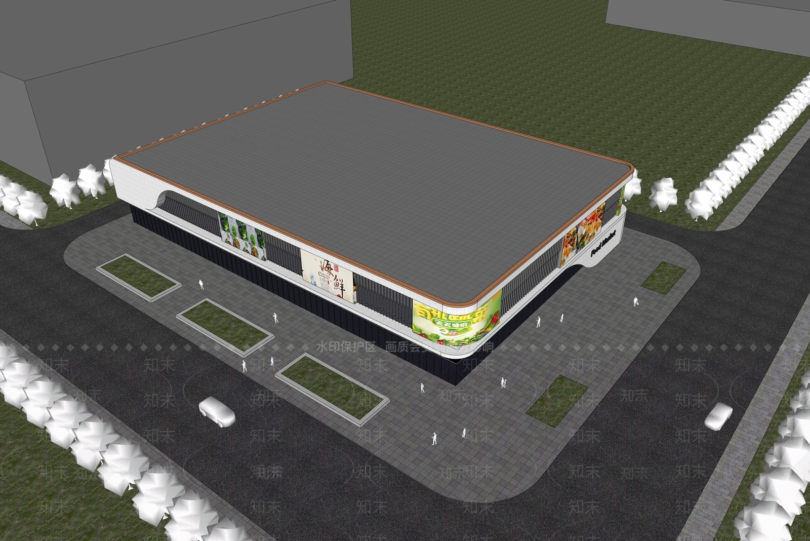 现代农贸市场SU模型下载【ID:1175635004】