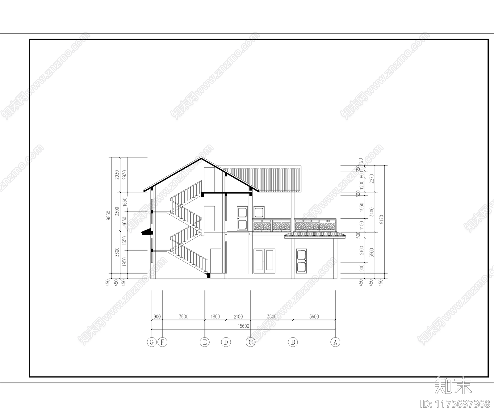 中式新中式三合院cad施工图下载【ID:1175637368】