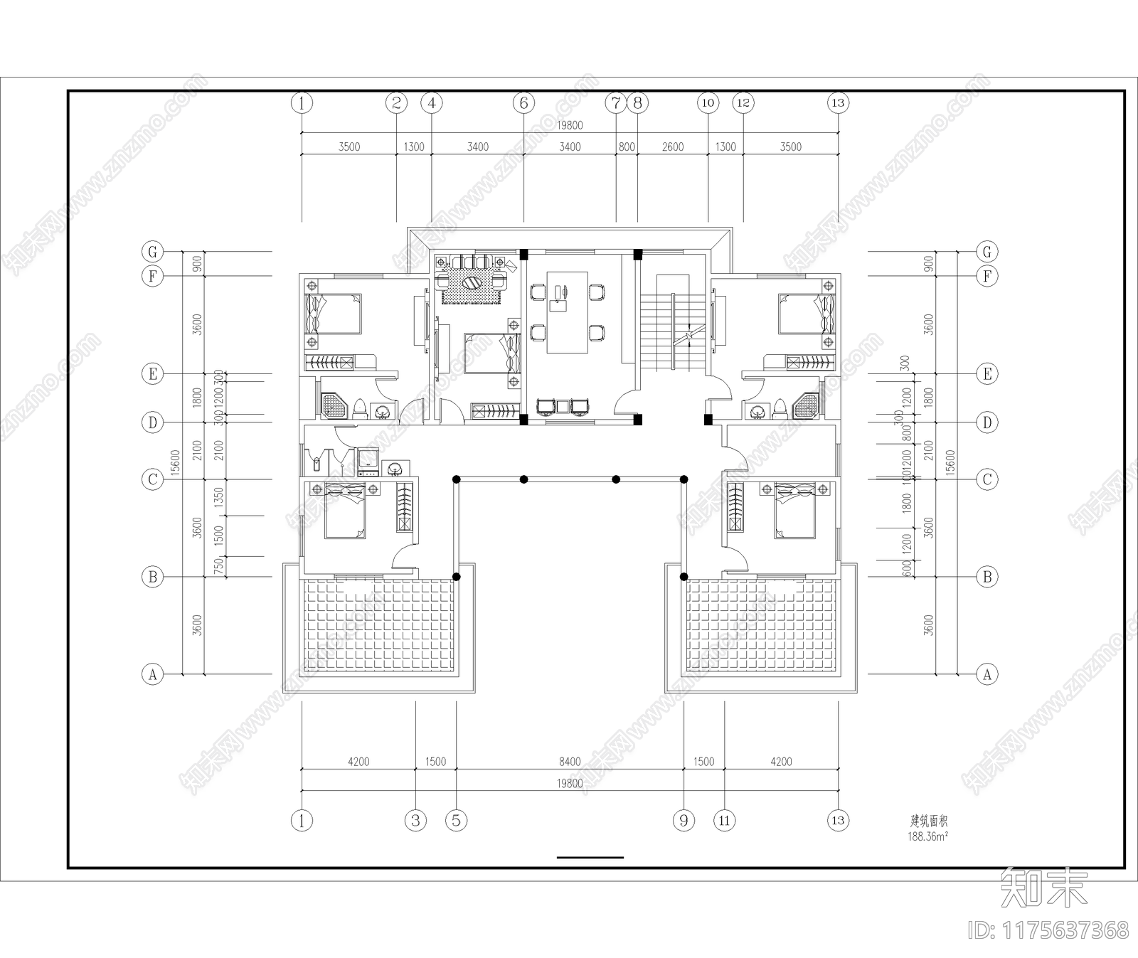 中式新中式三合院cad施工图下载【ID:1175637368】