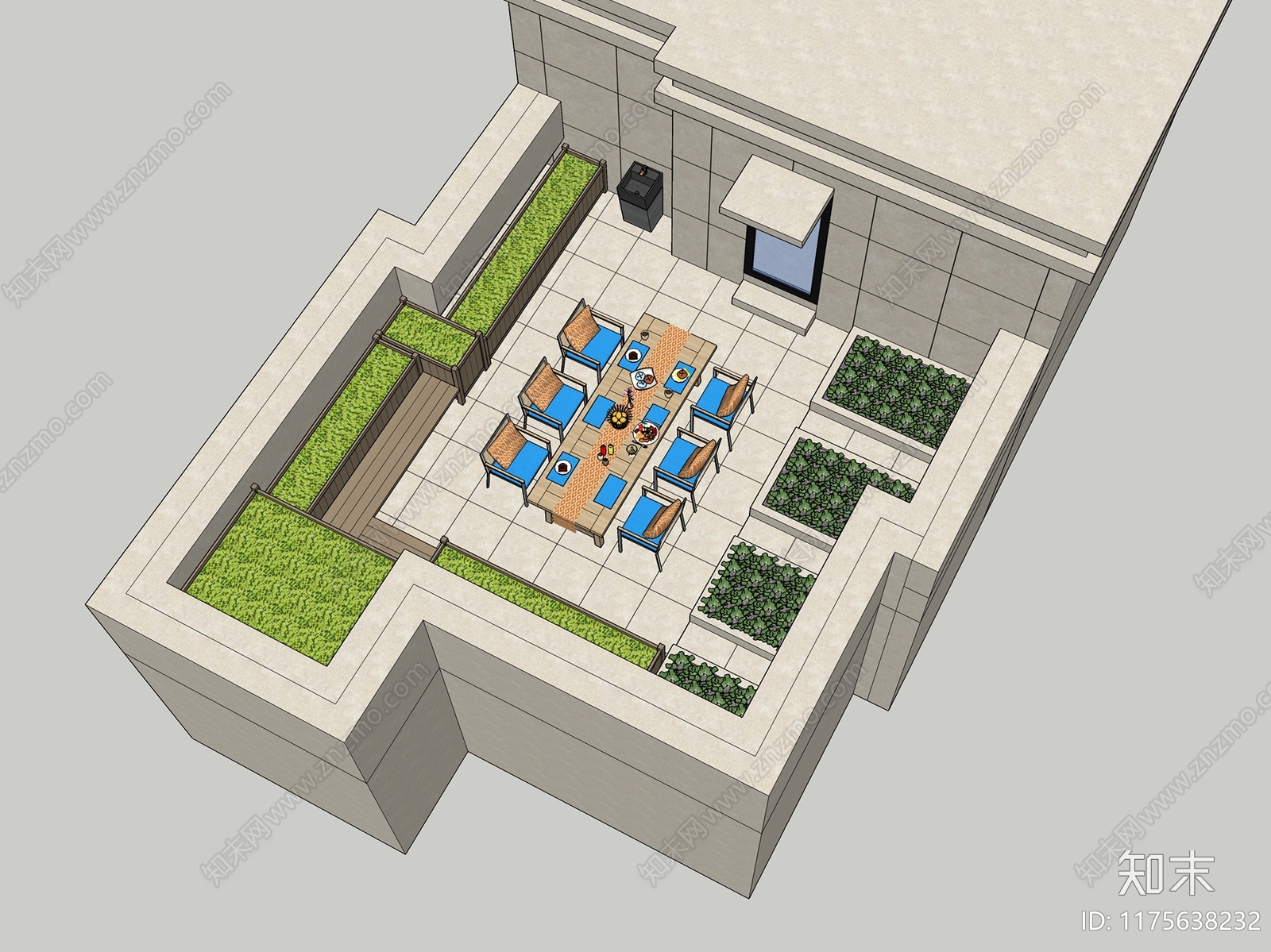 现代屋顶花园SU模型下载【ID:1175638232】