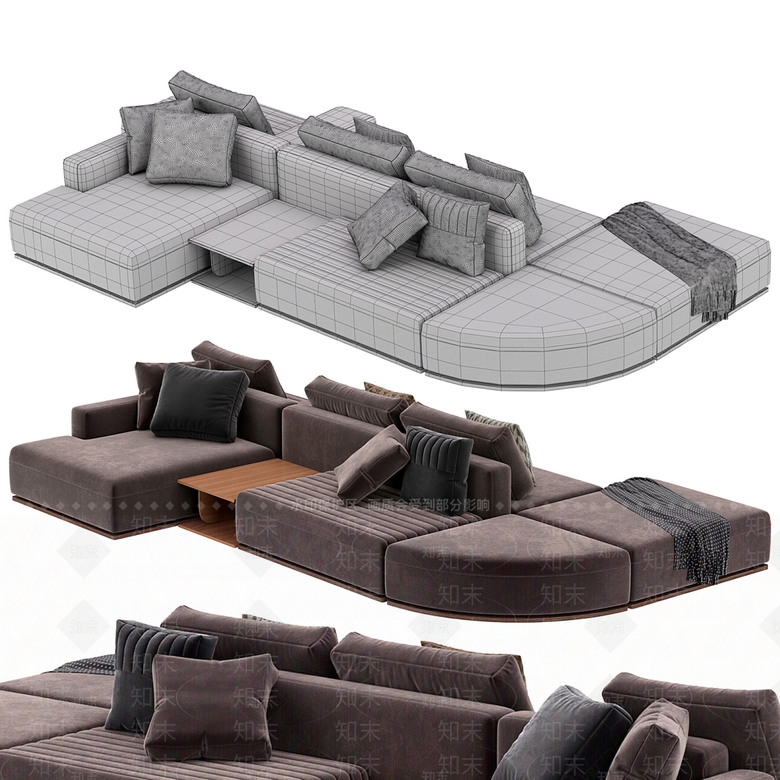 现代中古沙发组合3D模型下载【ID:1175642953】
