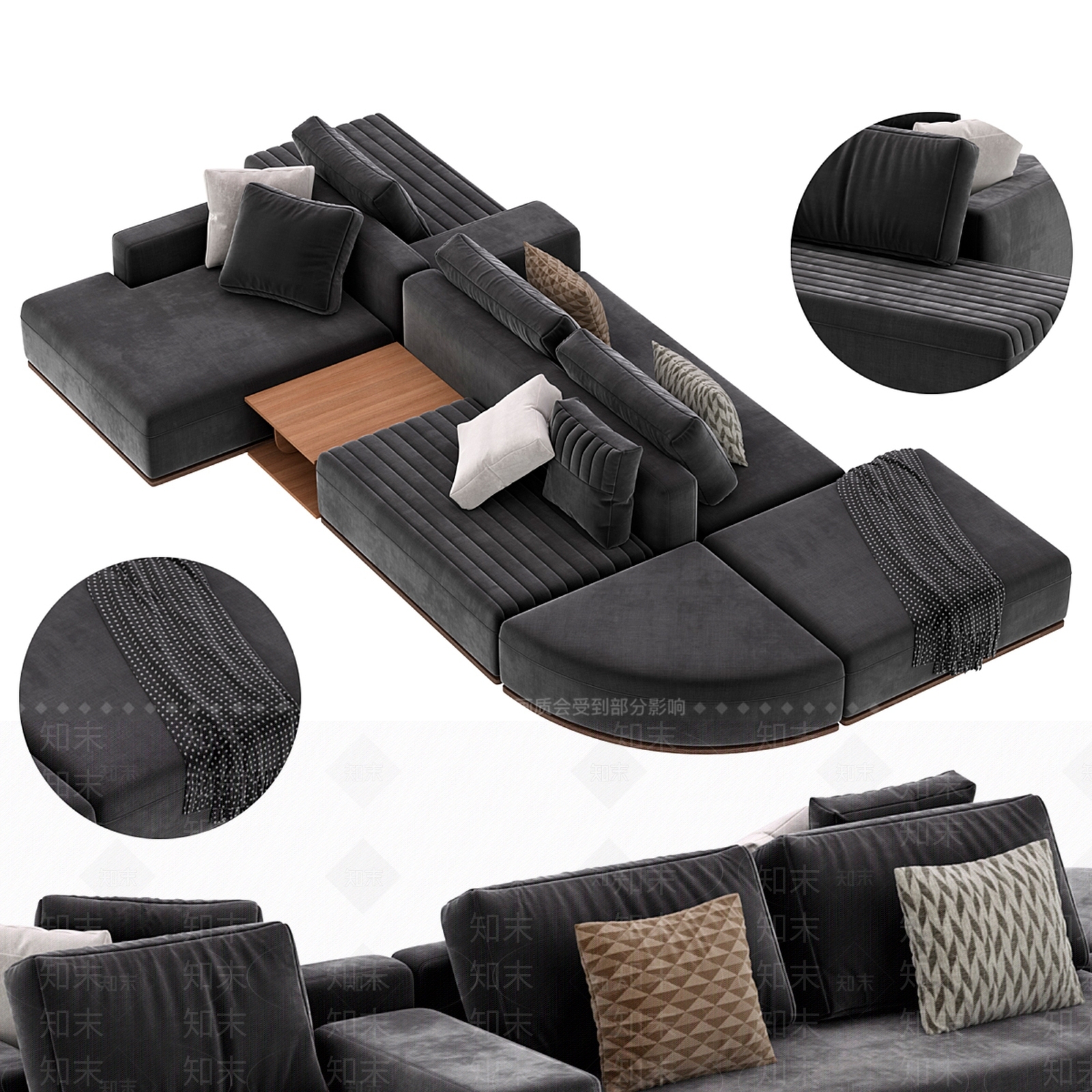 现代中古沙发组合3D模型下载【ID:1175642953】