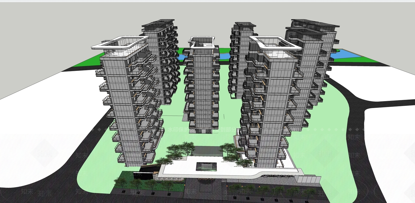简约现代高层住宅SU模型下载【ID:1175647106】