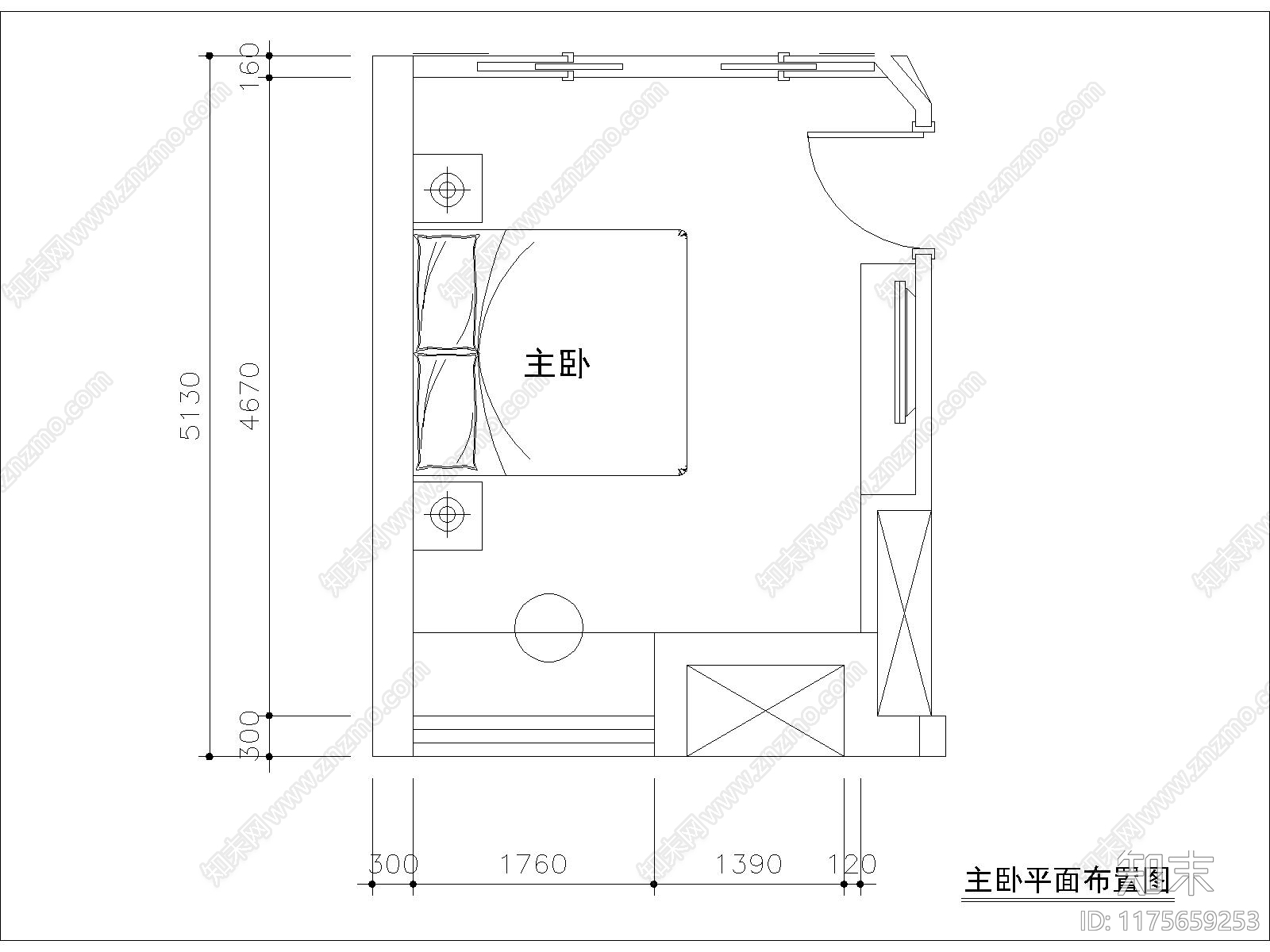 现代卧室施工图下载【ID:1175659253】