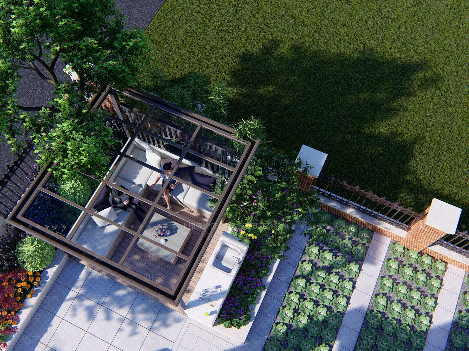 现代别墅庭院SU模型下载【ID:1175671275】