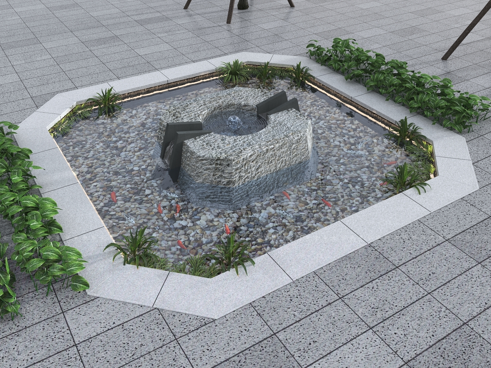 现代新中式水景SU模型下载【ID:1175672547】