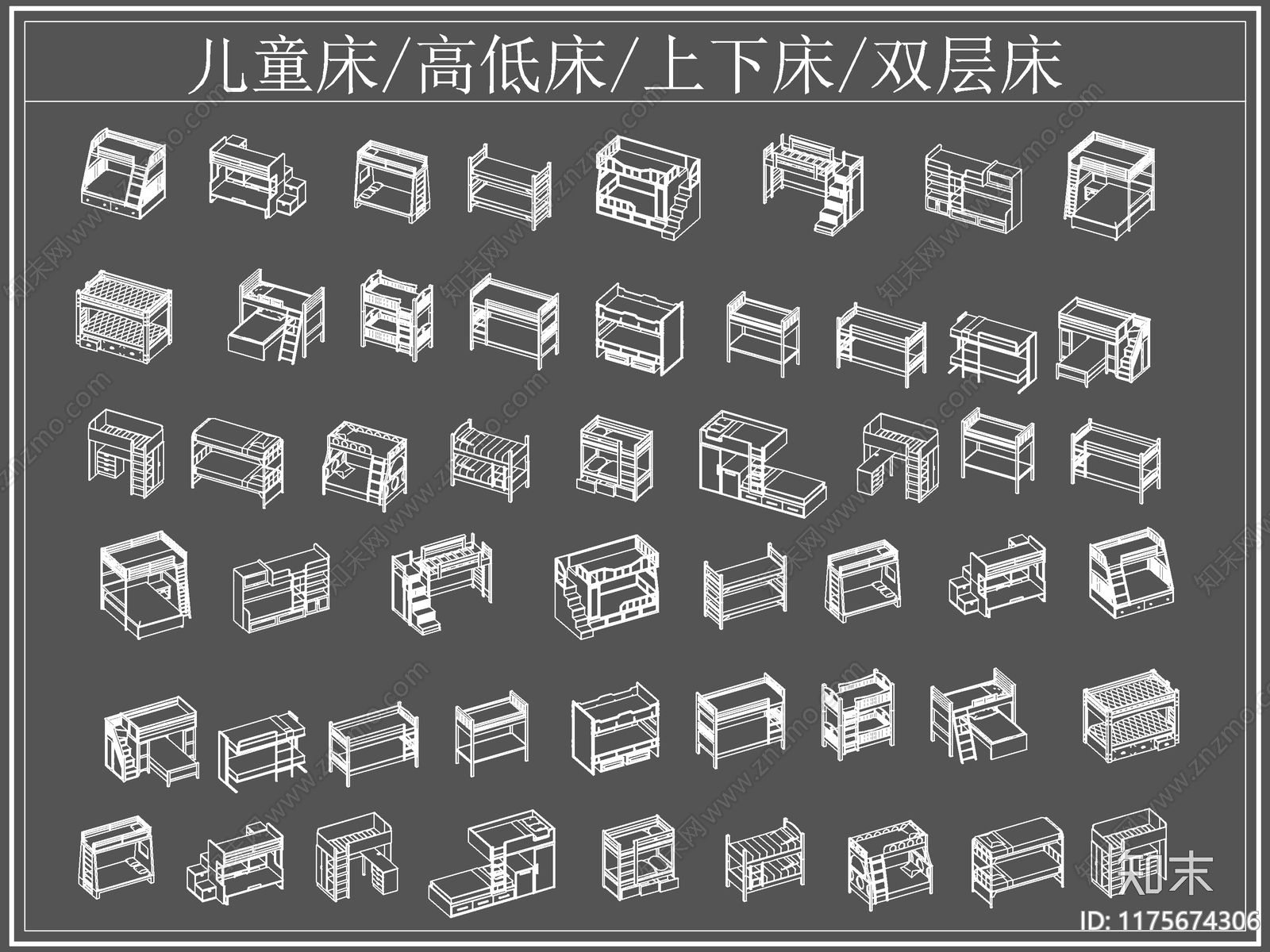 现代床cad施工图下载【ID:1175674306】