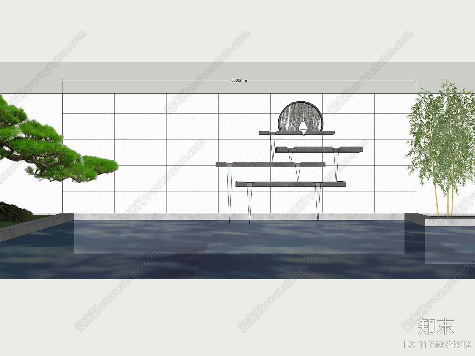 新中式景墙SU模型下载【ID:1175674412】