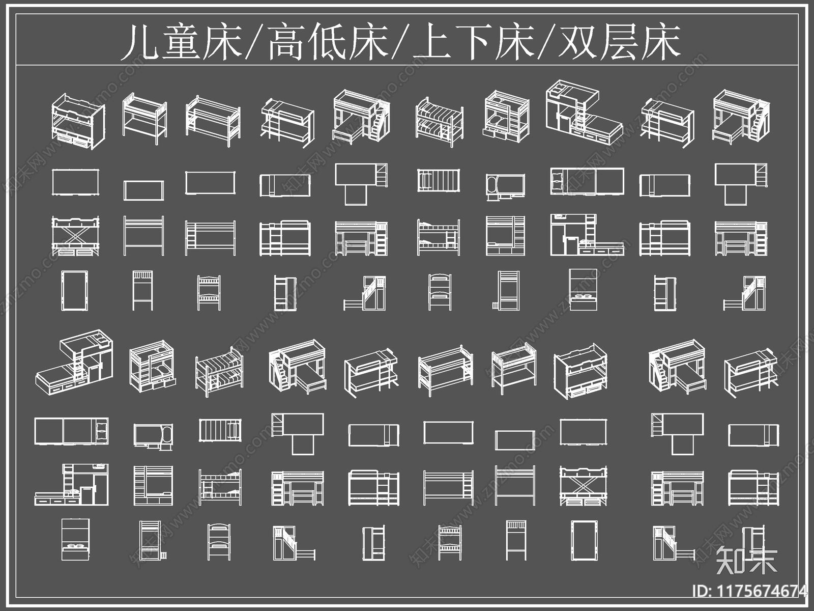 现代床cad施工图下载【ID:1175674674】