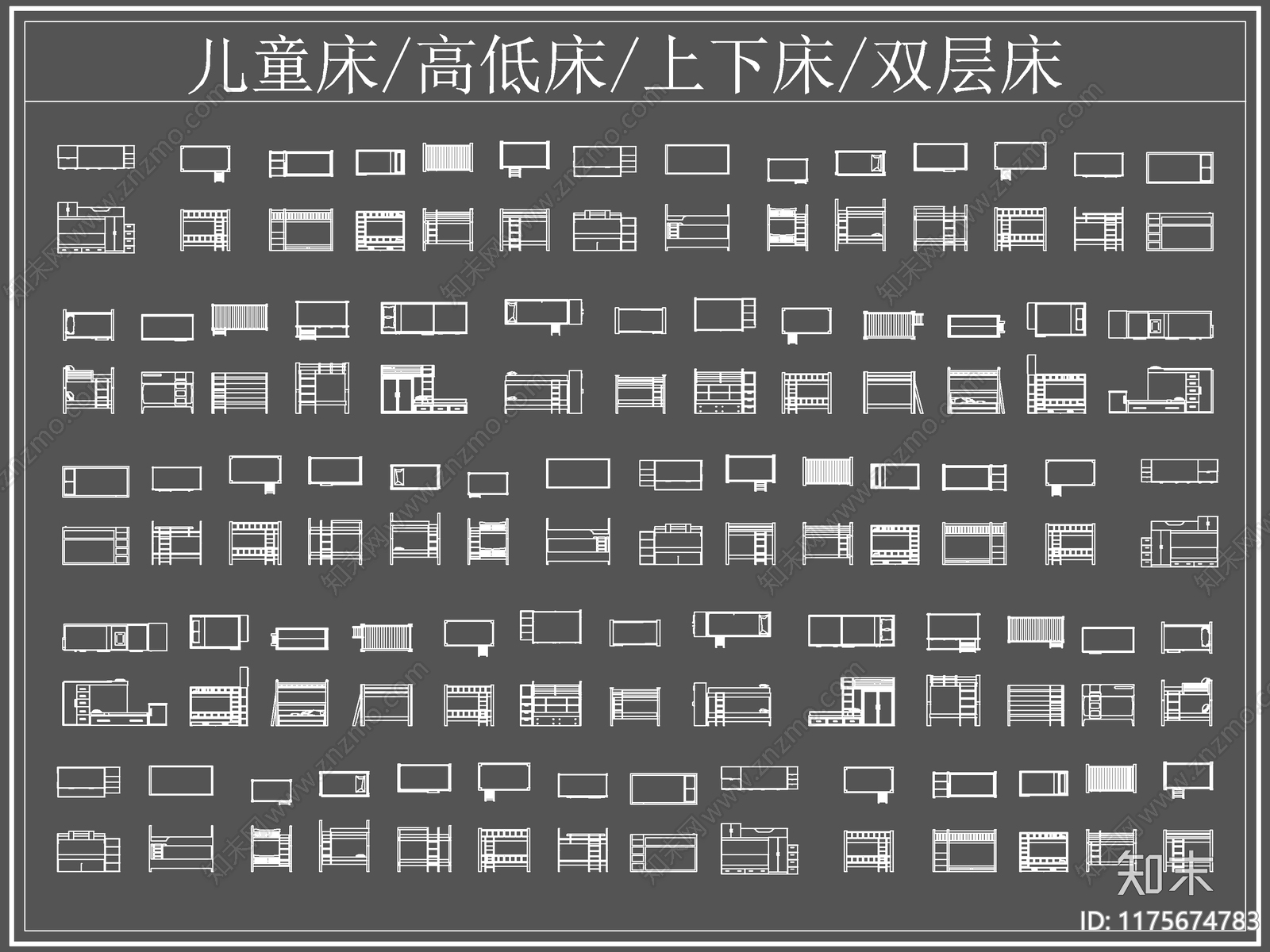 现代床cad施工图下载【ID:1175674783】