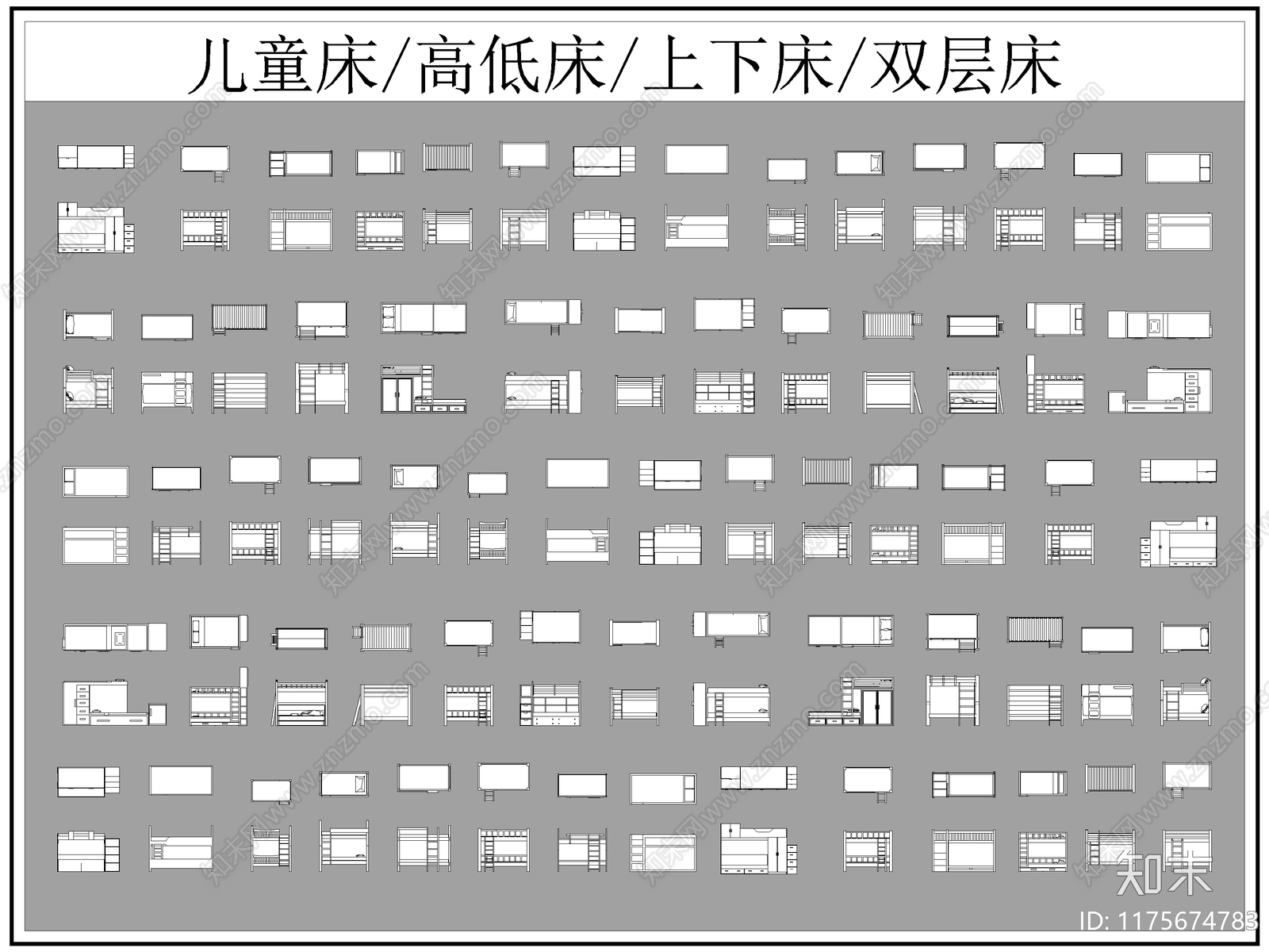 现代床cad施工图下载【ID:1175674783】