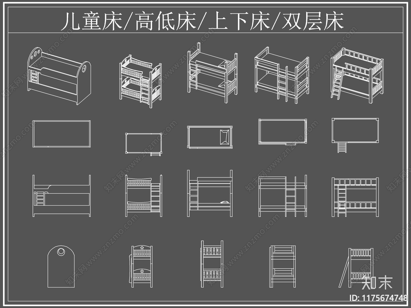 现代床cad施工图下载【ID:1175674748】