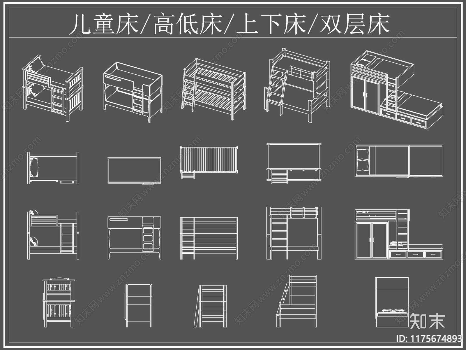 现代床cad施工图下载【ID:1175674893】