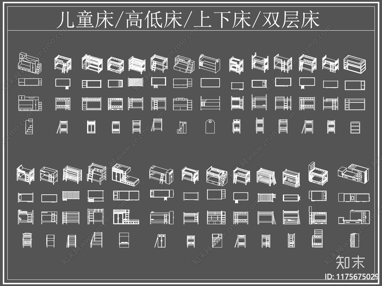 现代床cad施工图下载【ID:1175675029】