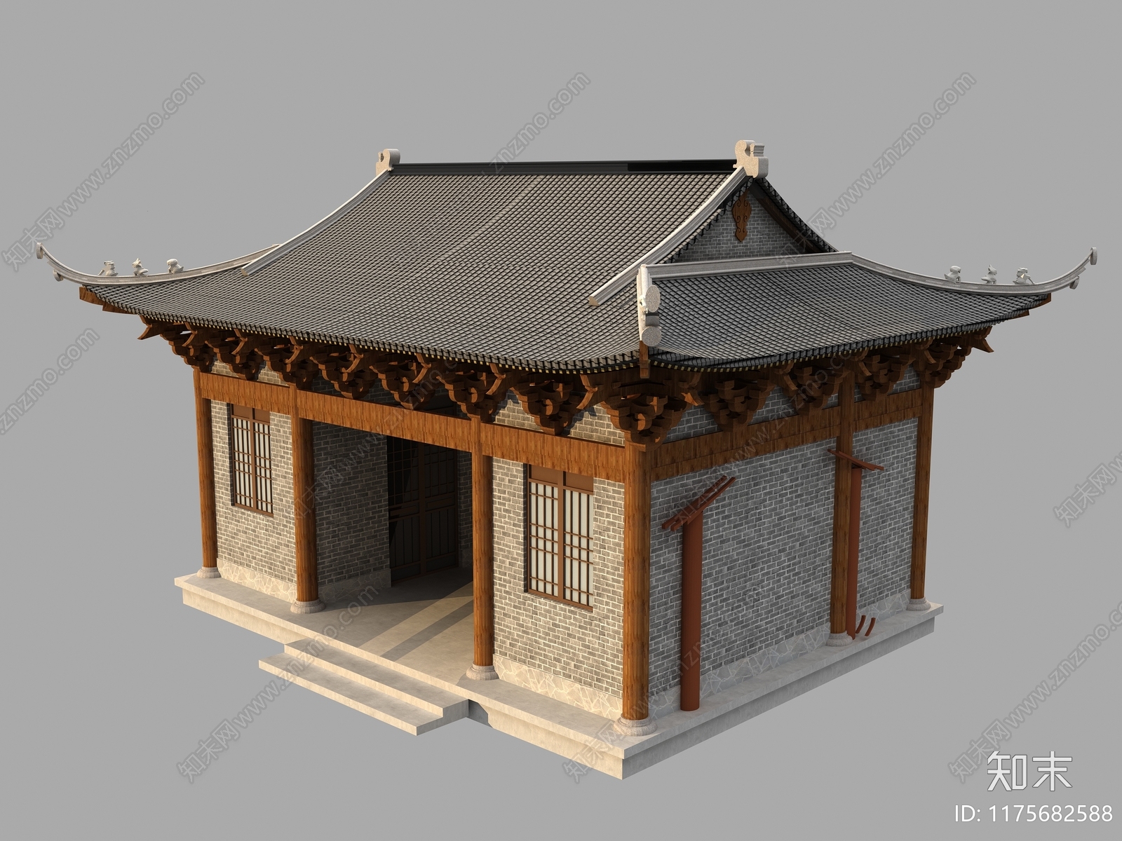 新中式中式古建3D模型下载【ID:1175682588】