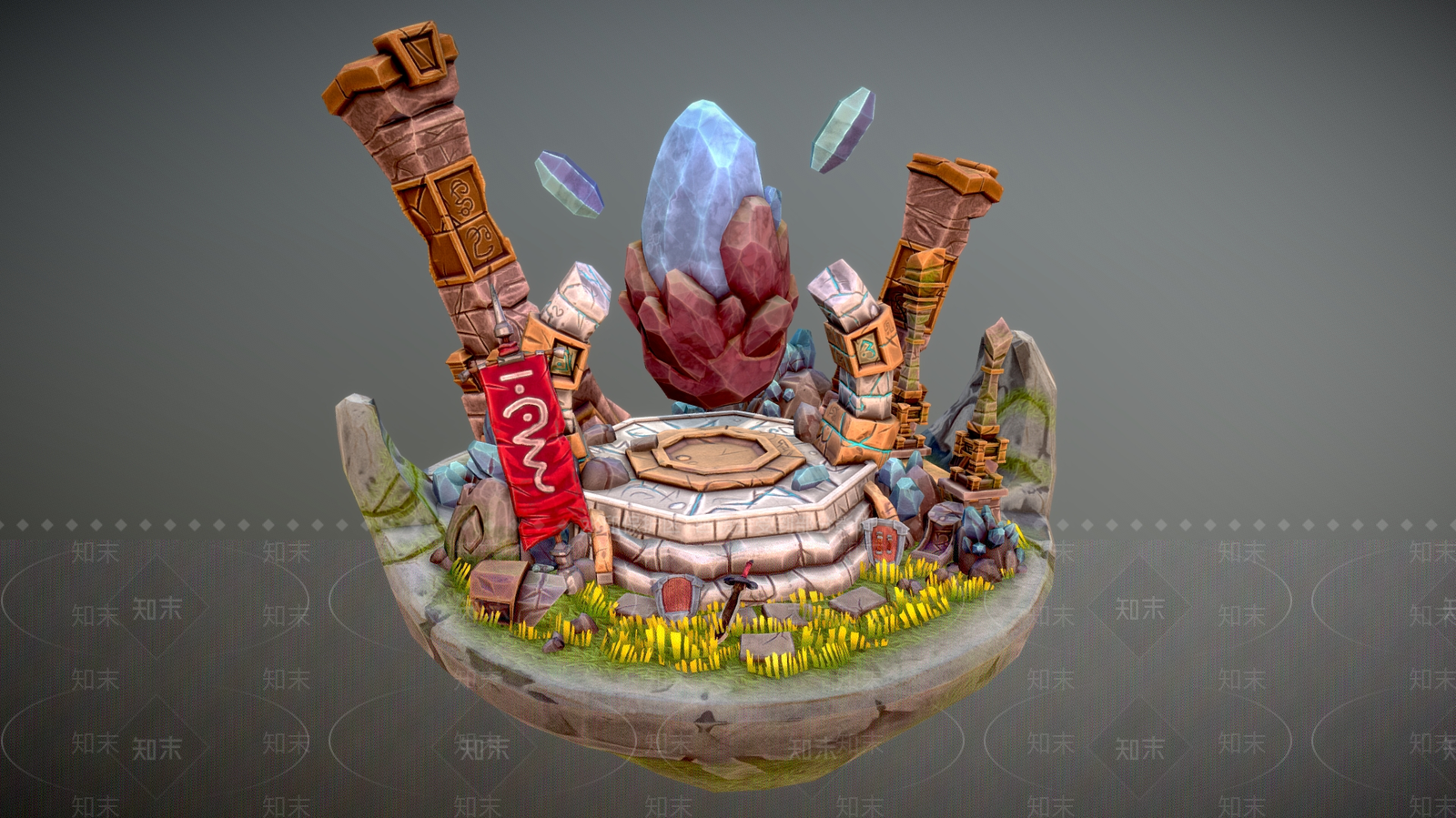 复古艺术风格建筑3D模型下载【ID:1175687741】