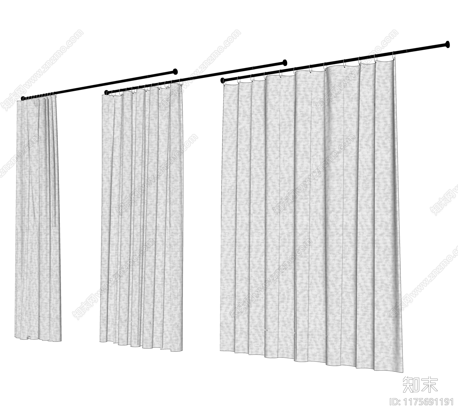现代简约窗帘SU模型下载【ID:1175691191】