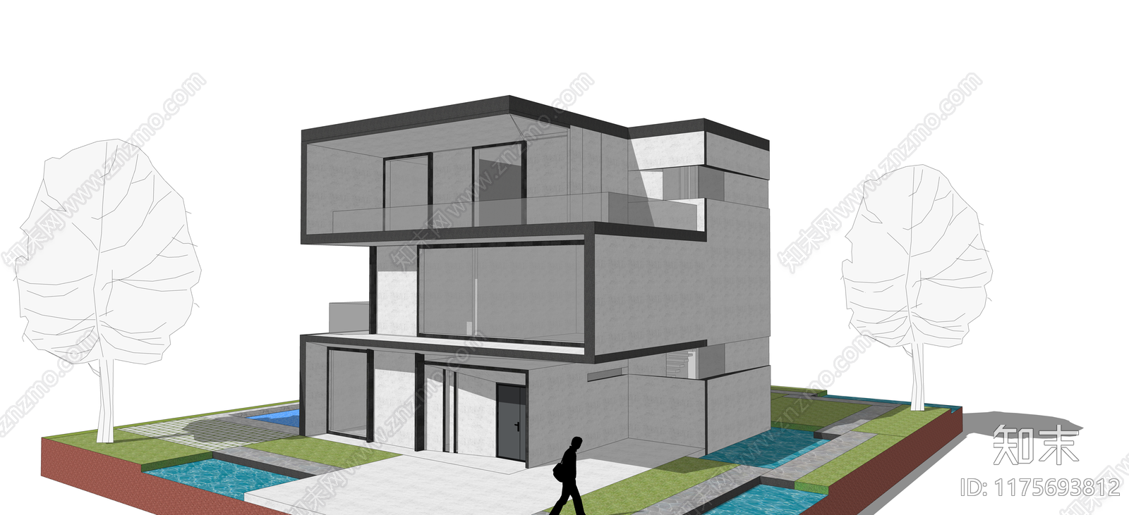 现代极简别墅SU模型下载【ID:1175693812】