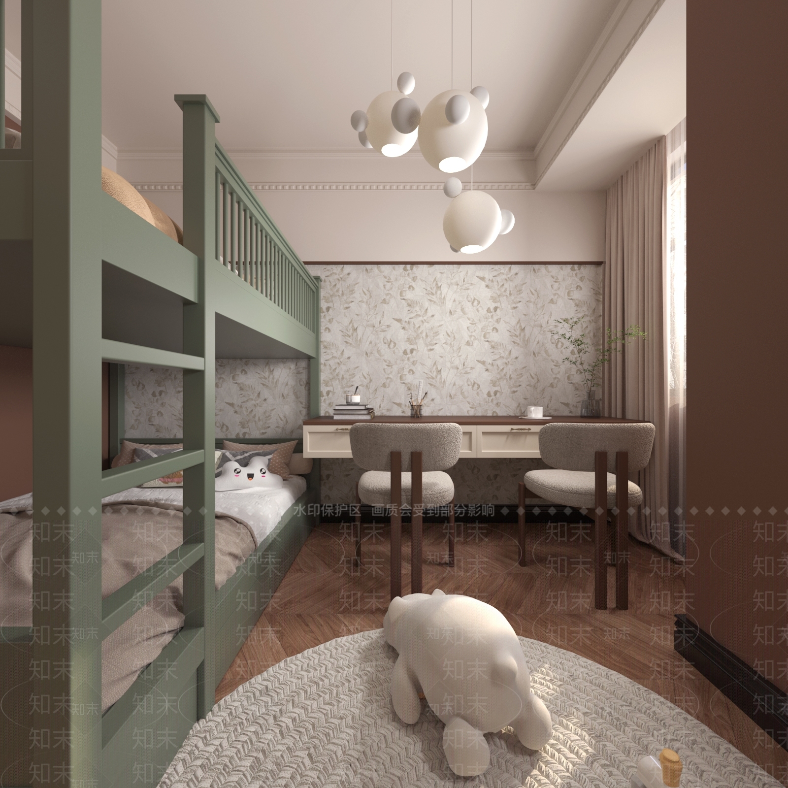 美式复古通用儿童房3D模型下载【ID:1175694902】