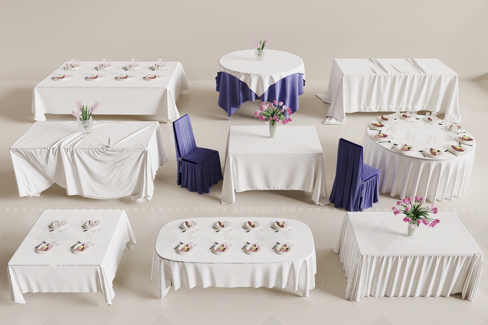 现代桌布3D模型下载【ID:1175696296】