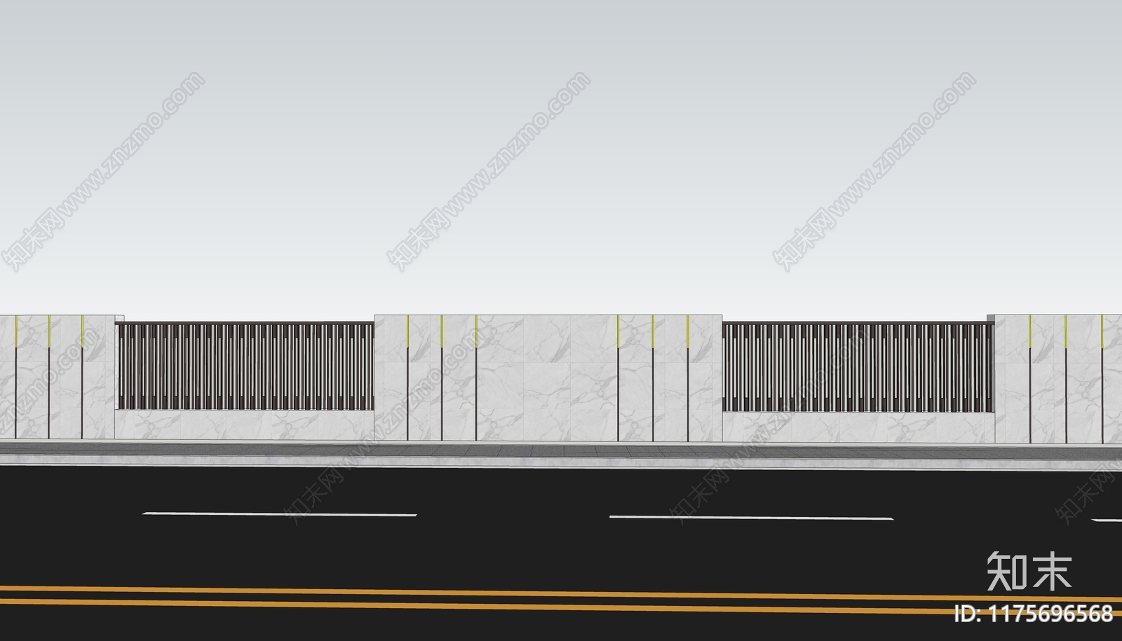 现代围墙SU模型下载【ID:1175696568】