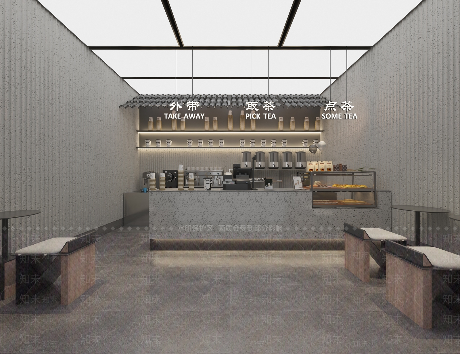现代新中式奶茶店SU模型下载【ID:1175702305】