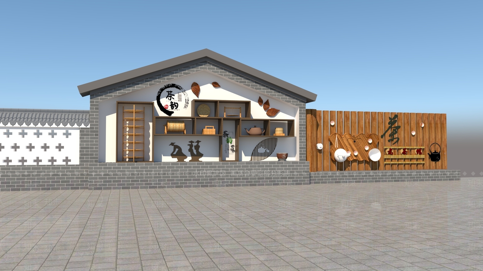 新中式中式景墙3D模型下载【ID:1175703450】