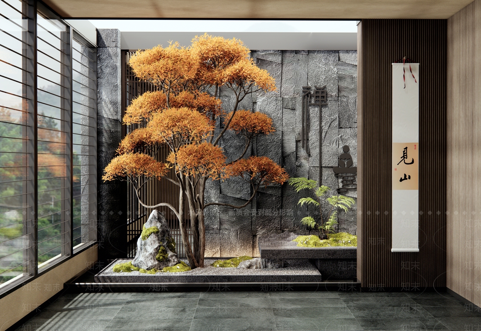新中式室内景观SU模型草图