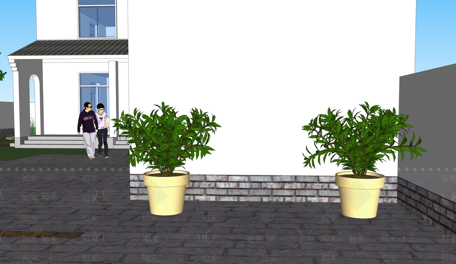新中式现代乡村民房SU模型下载【ID:1175712881】
