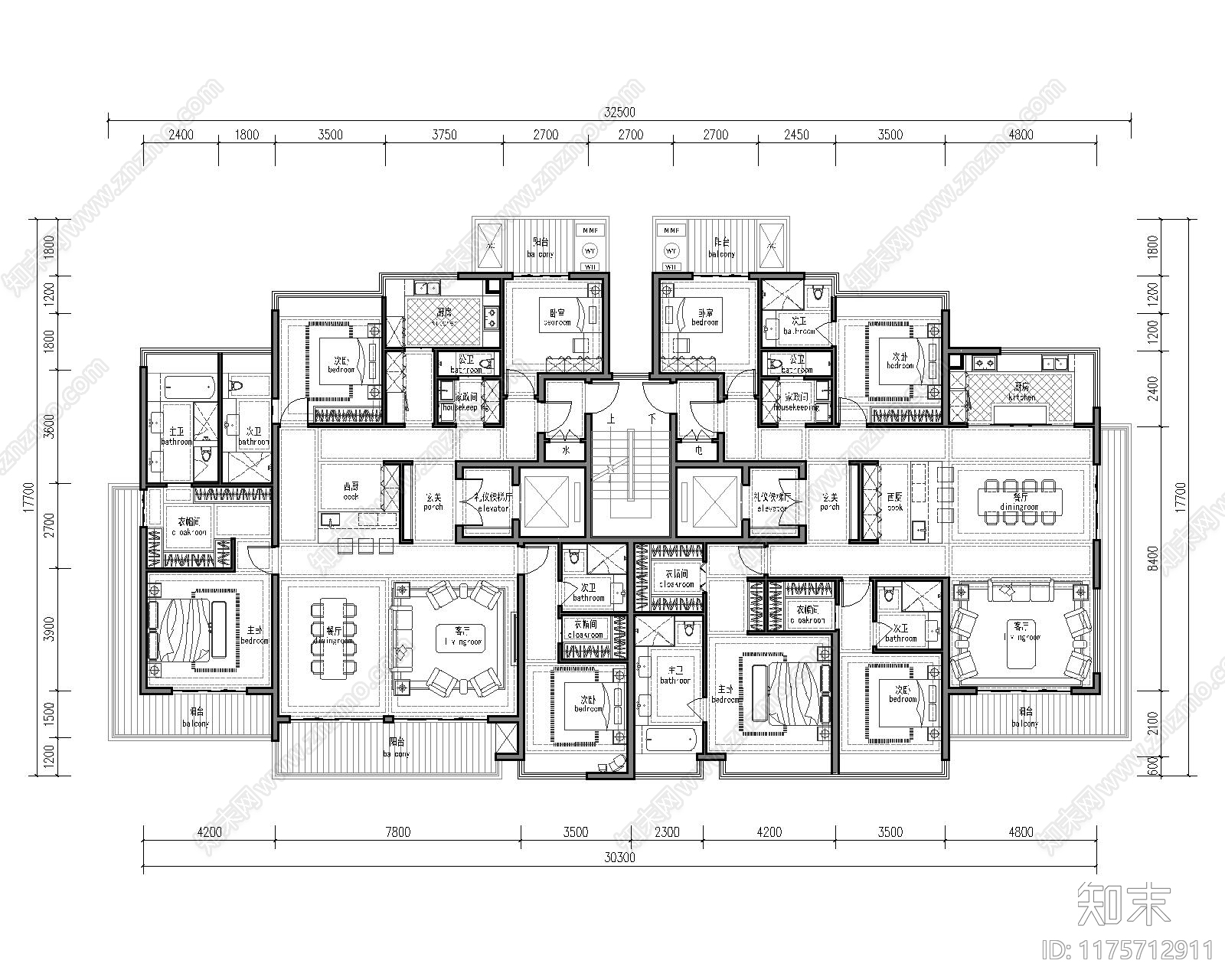 建筑平面图cad施工图下载【ID:1175712911】