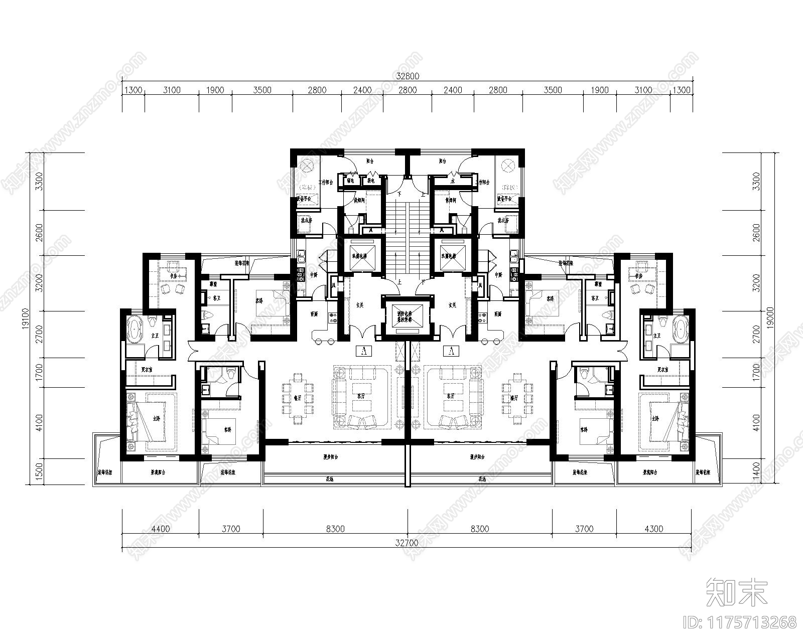 建筑平面图cad施工图下载【ID:1175713268】