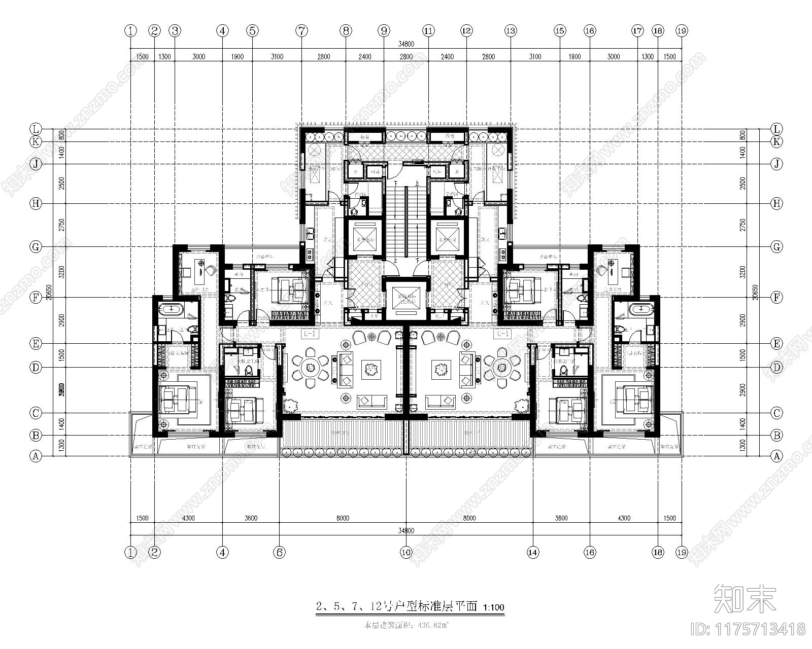 建筑平面图cad施工图下载【ID:1175713418】